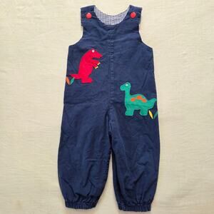 Vintage 90s Mulberry Street Romper Navy Dinosaur Reversible 2t